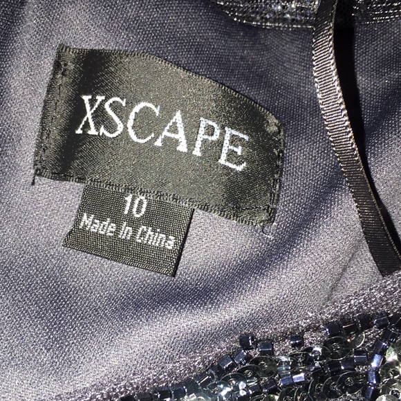 Xscape Evening Gown | Gray With Beaded Top | A-line | Size 10 - Picture 7 of 7